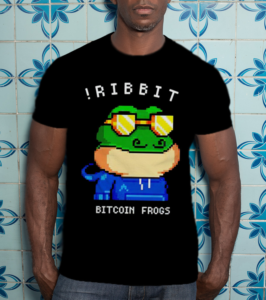 Ribbit Bitcoin Frogs Pixel Art Frog With Sunglasses T-Shirt