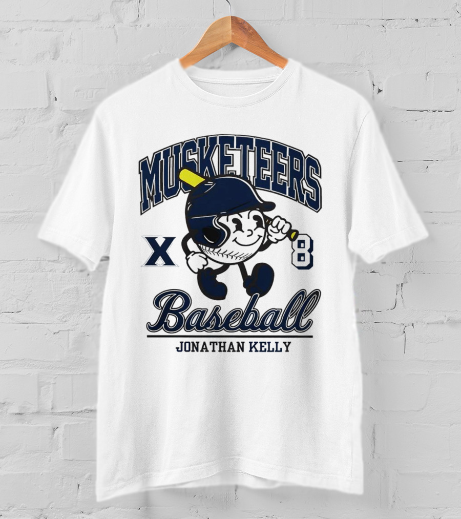 Musketeers Baseball Xavier X 8 Jonathan Kelly Shersey T-Shirt