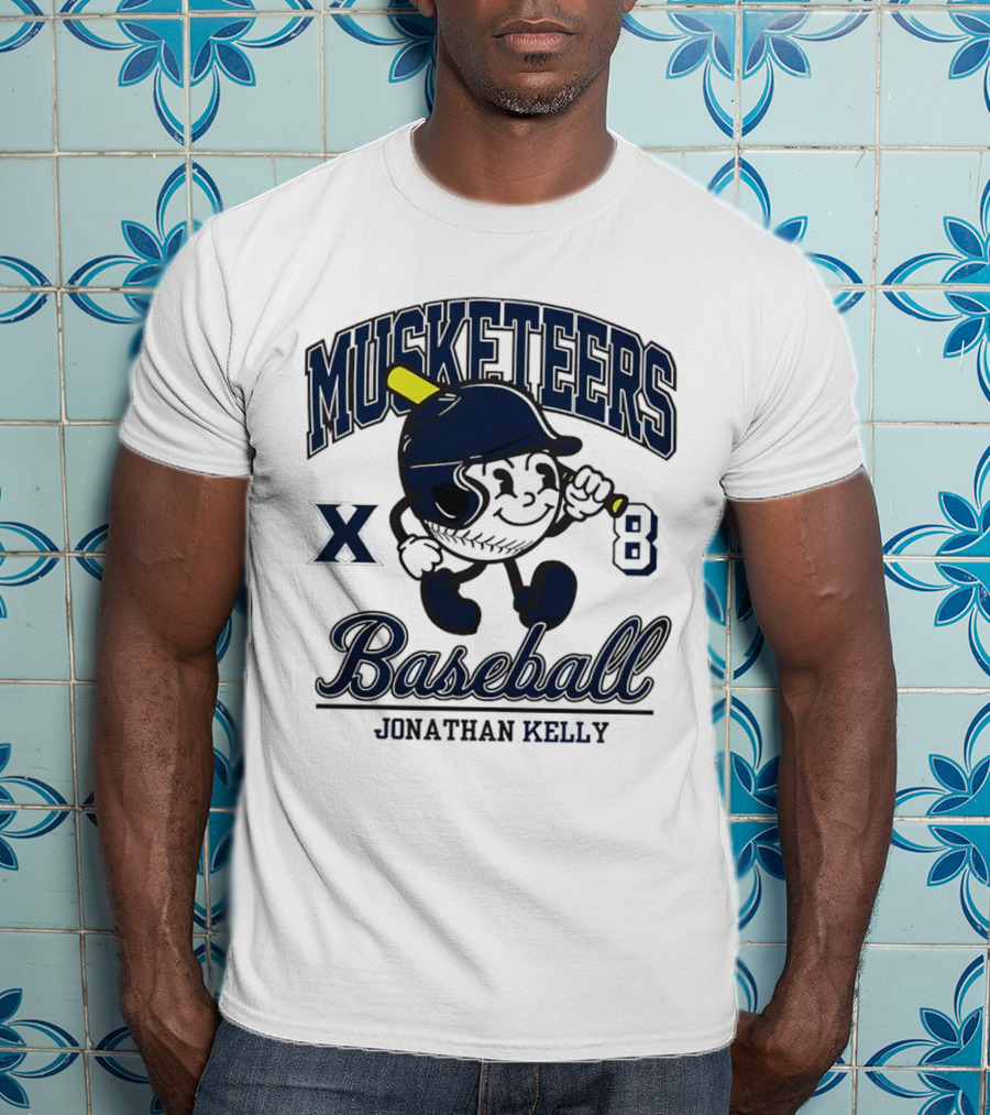 Musketeers Baseball Xavier X 8 Jonathan Kelly Shersey T-Shirt