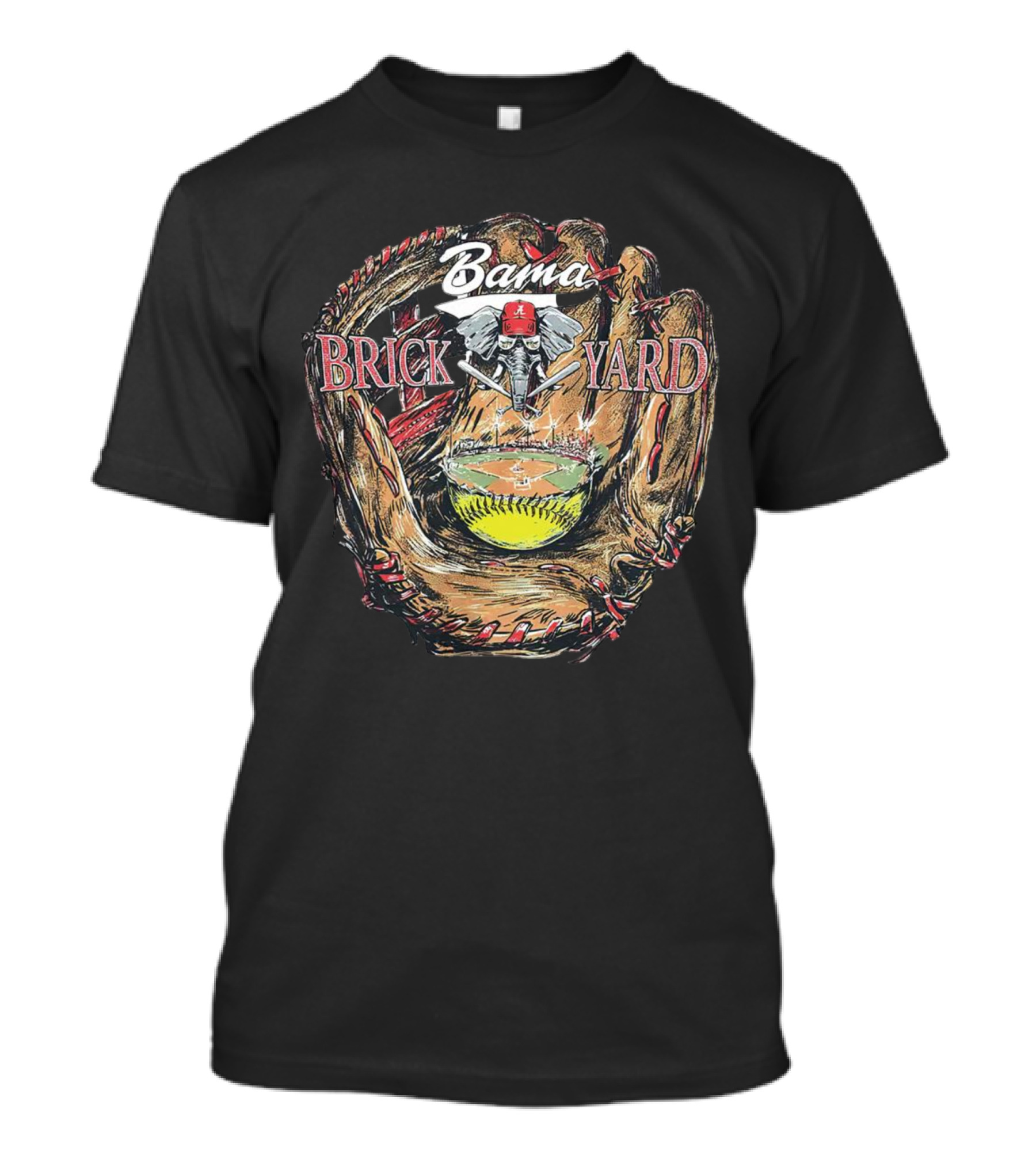 Bama Brick Yard Baseball Elephant Glove Stadium T-Shirt