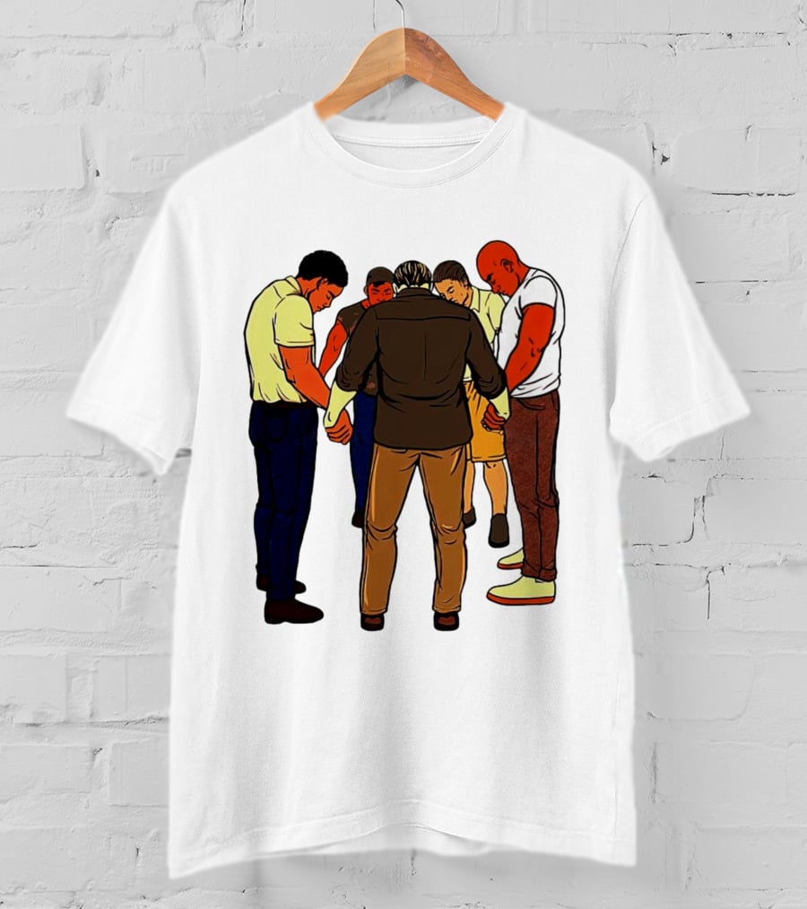 Black Men Praying In Circle Together T-Shirt