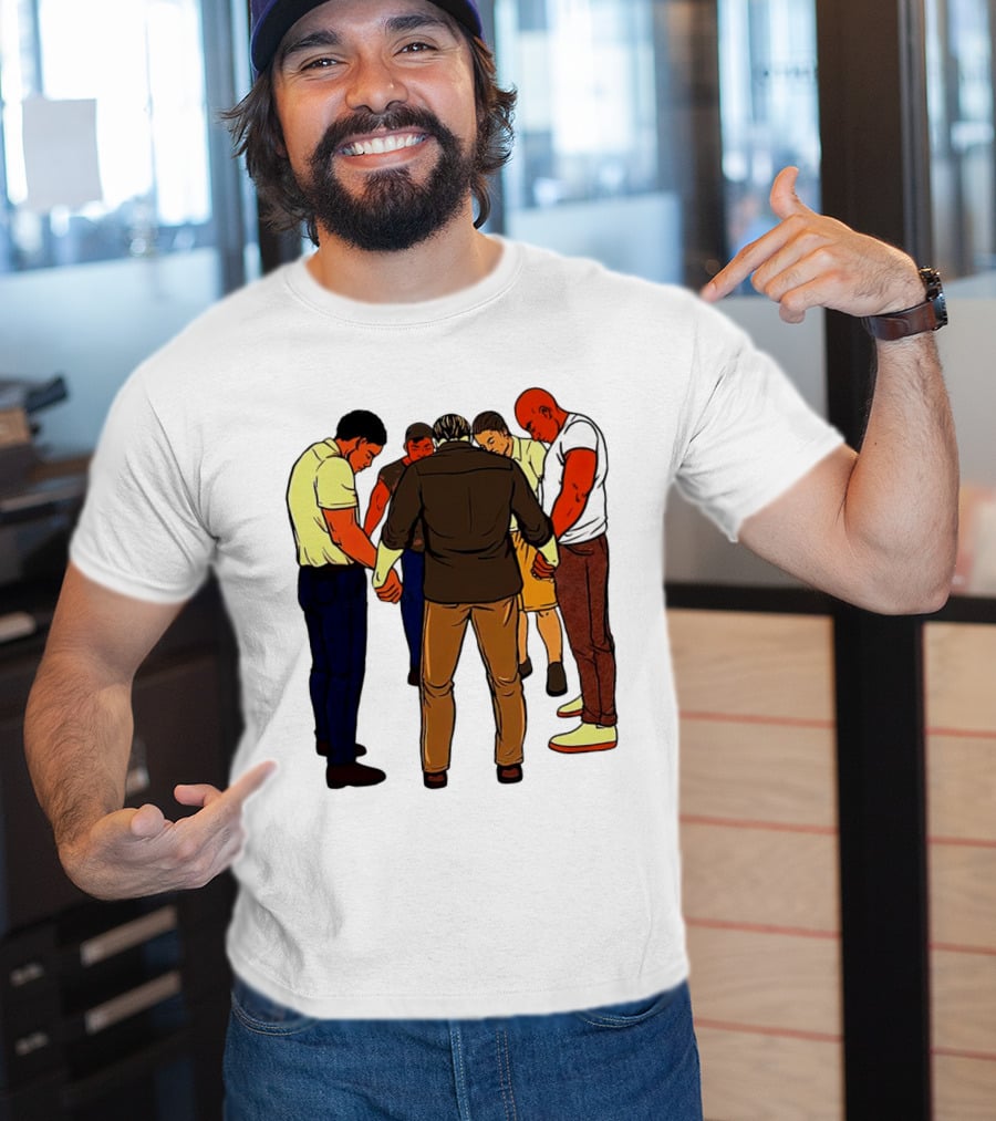 Black Men Praying In Circle Together T-Shirt