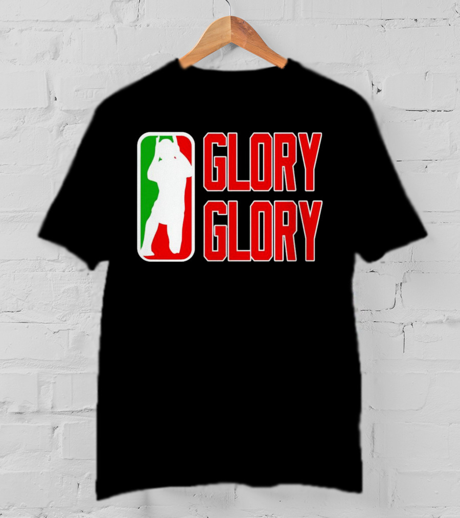 GLORY GLORY Soccer Trophy Celebration Silhouette Mexican Flag Colors T-Shirt