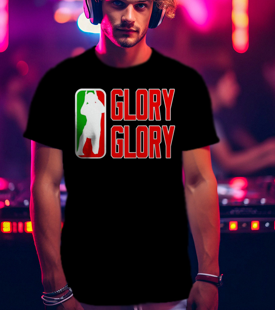 GLORY GLORY Soccer Trophy Celebration Silhouette Mexican Flag Colors T-Shirt