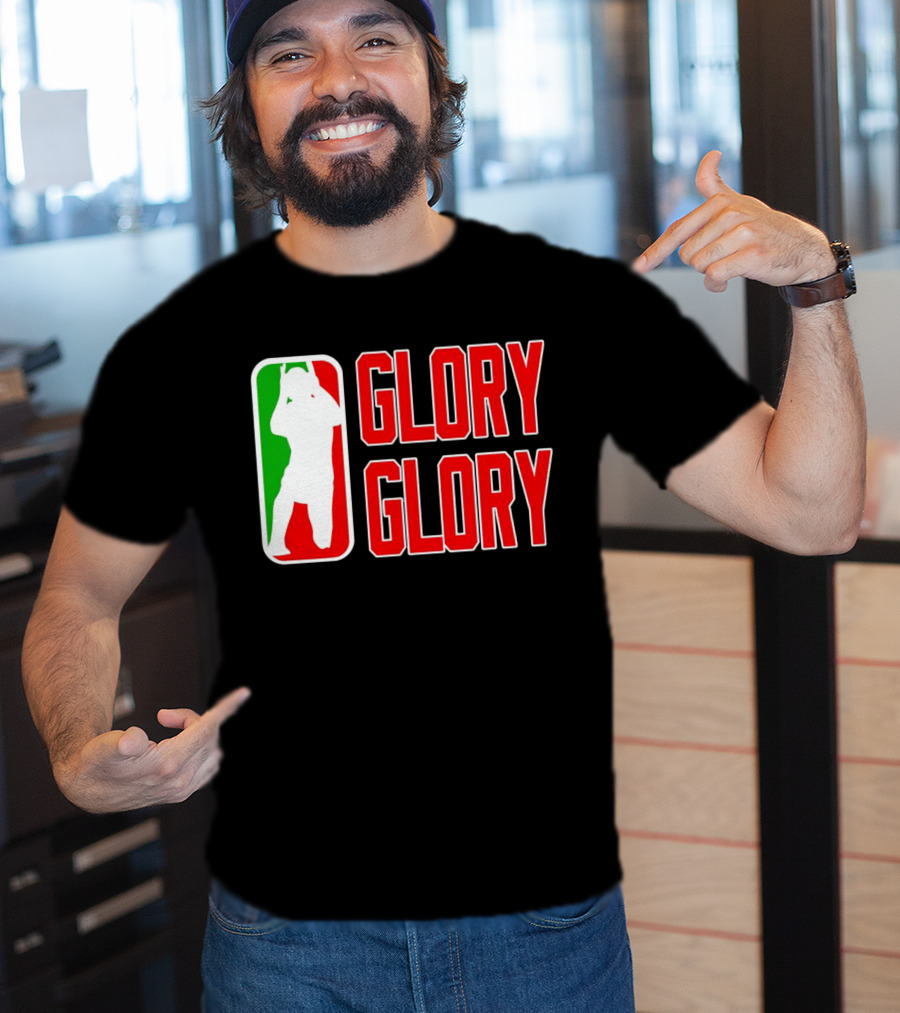 GLORY GLORY Soccer Trophy Celebration Silhouette Mexican Flag Colors T-Shirt