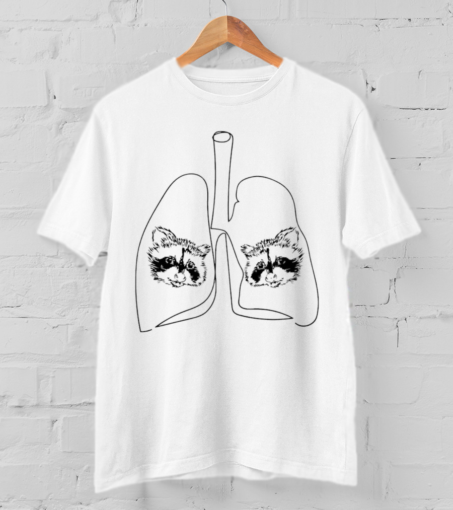 Happy Raccoon Club My Lungs Raccoon Lung Sketch T-Shirt