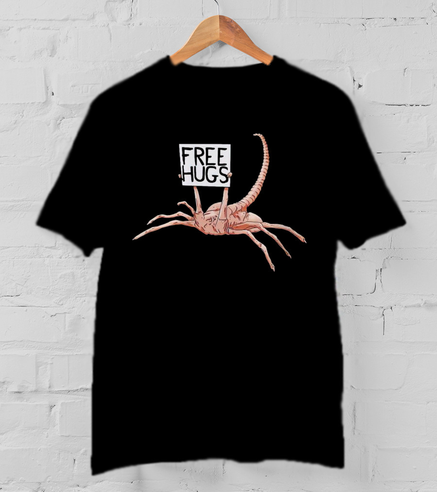 Free Hugs Alien Parody Facehugger Creature T-Shirt
