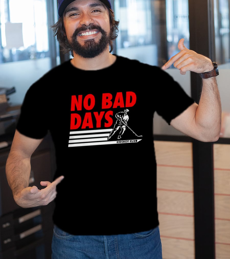 No Bad Days Hockey Club Skater Stripe Motif T-Shirt