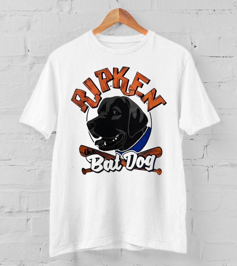 Ripken Bat Dog Baseball Themed Canine Mascot T-Shirt