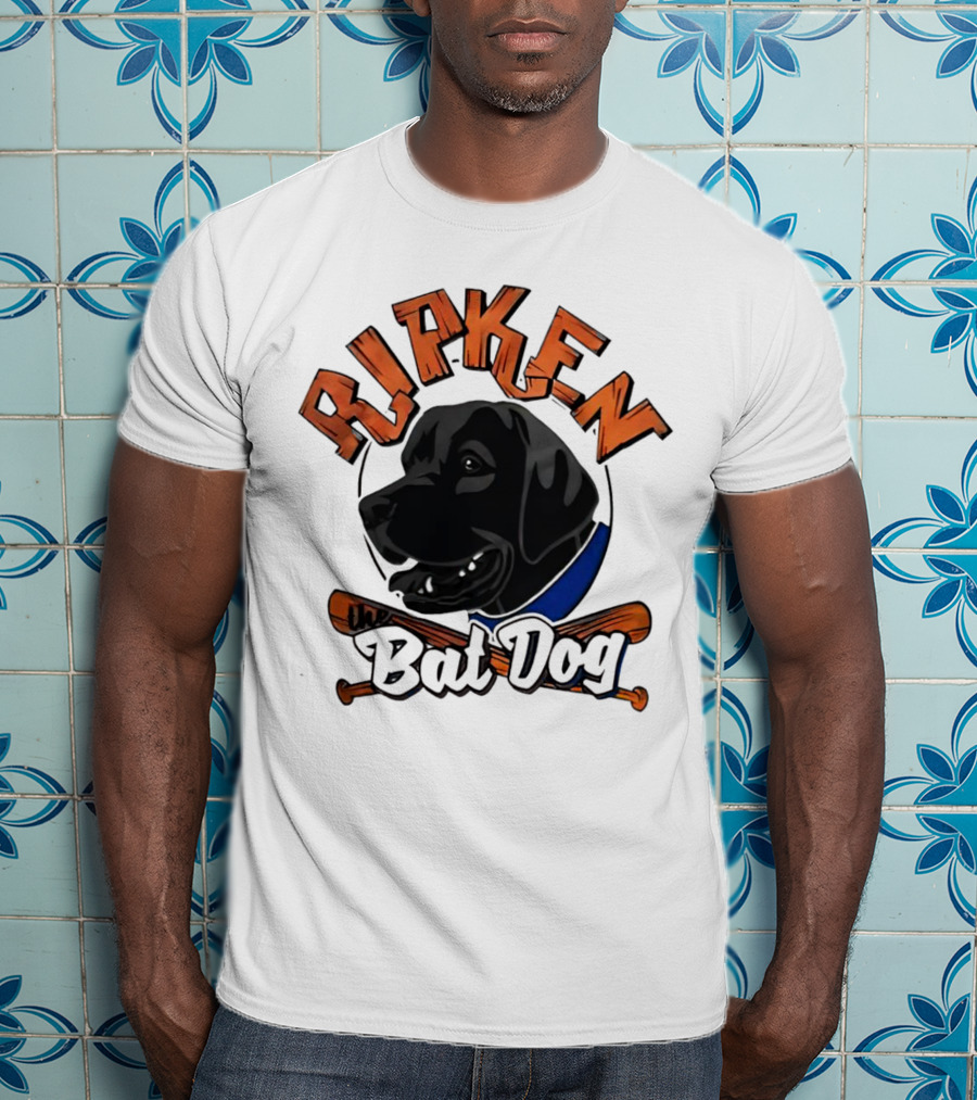 Ripken Bat Dog Baseball Themed Canine Mascot T-Shirt