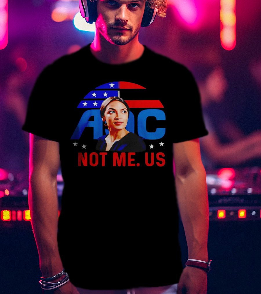 AOC Not Me Us American Flag Motif T-Shirt
