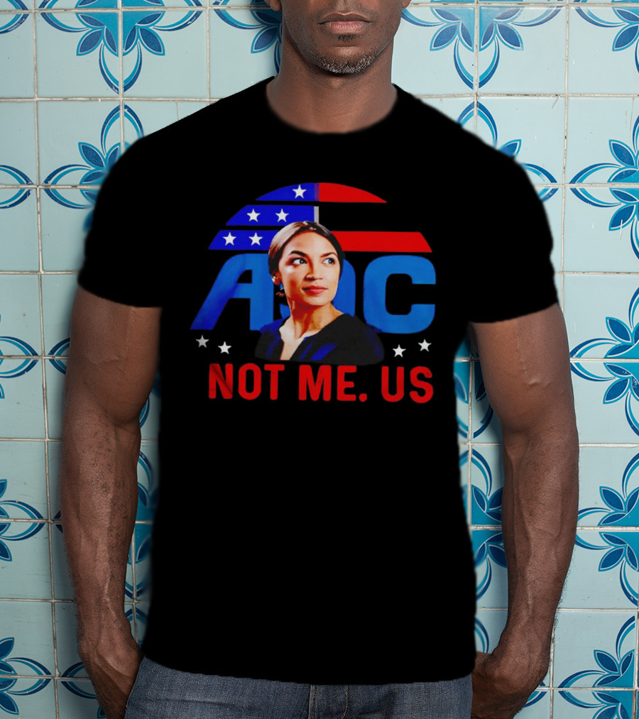 AOC Not Me Us American Flag Motif T-Shirt