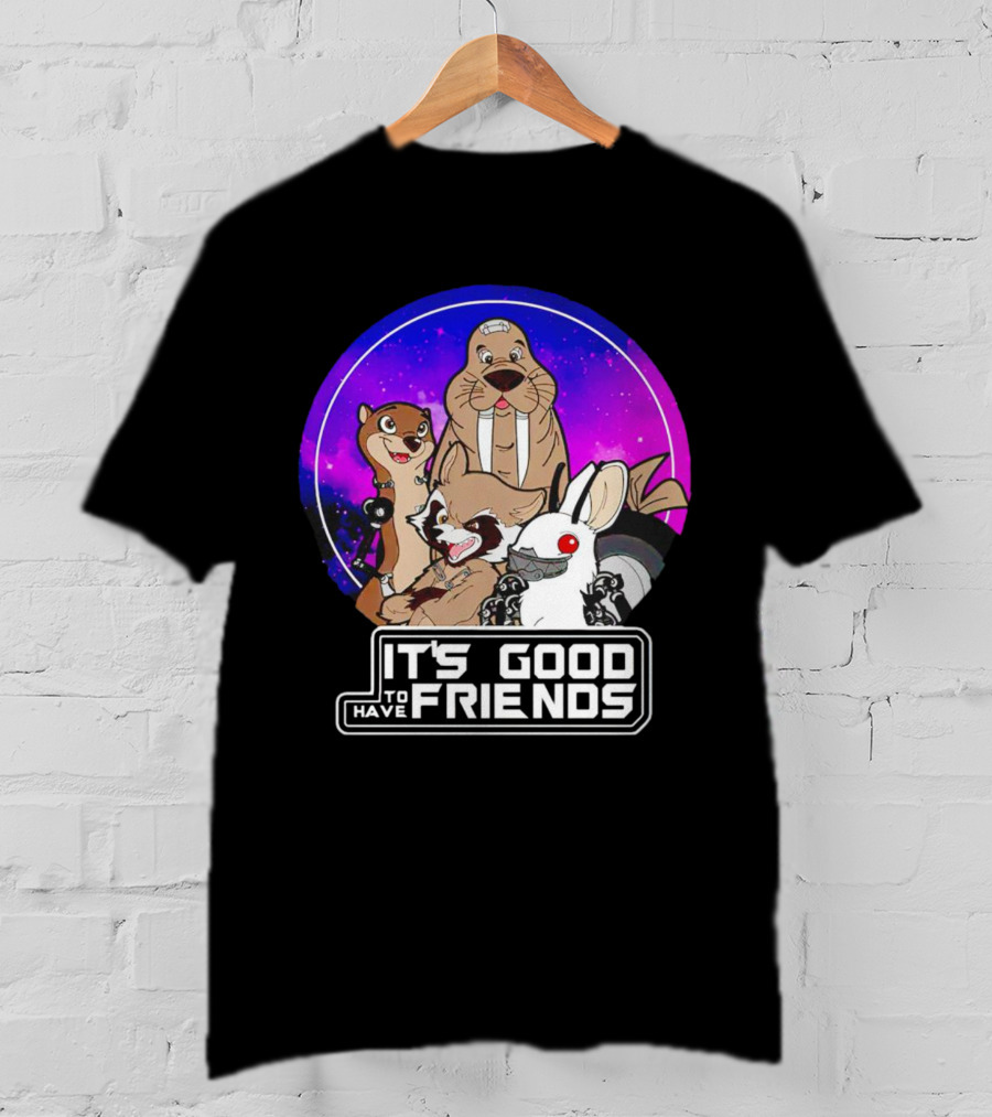 It's Good To Have Friends Rocket Rabbit Space Circle T-Shirt