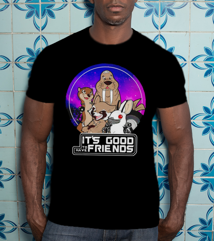 It's Good To Have Friends Rocket Rabbit Space Circle T-Shirt