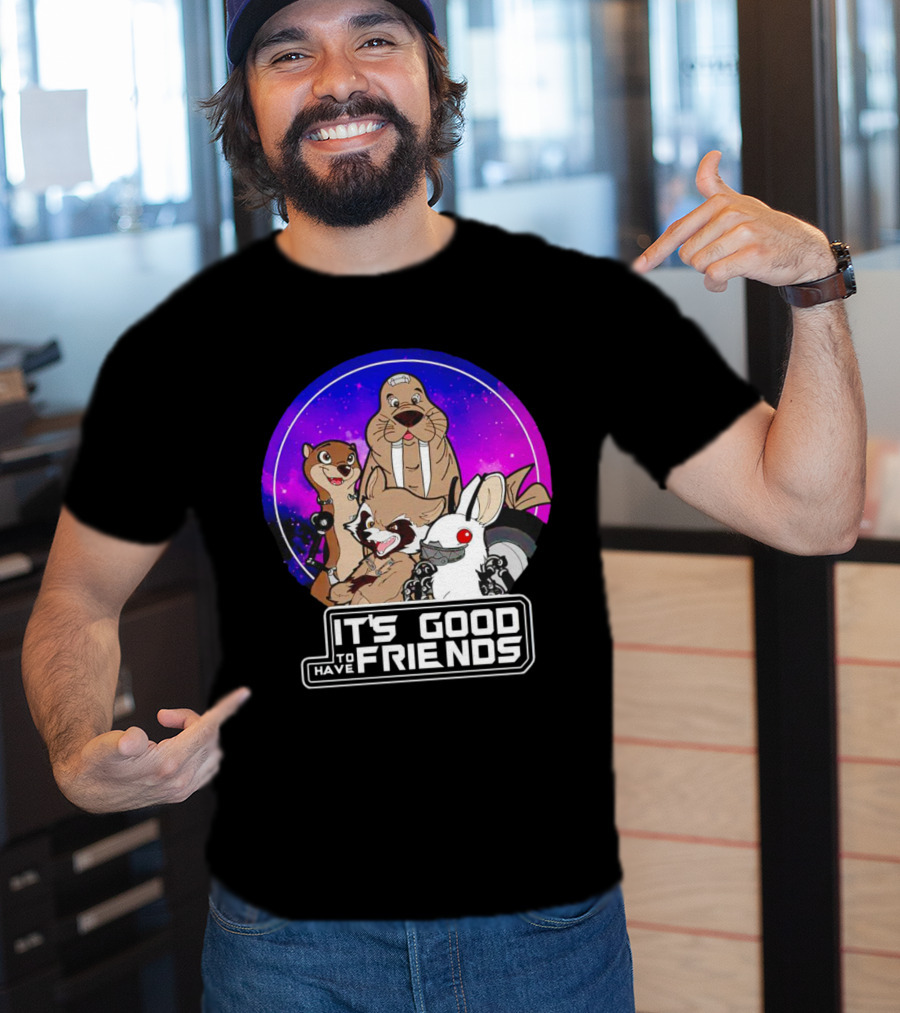 It's Good To Have Friends Rocket Rabbit Space Circle T-Shirt