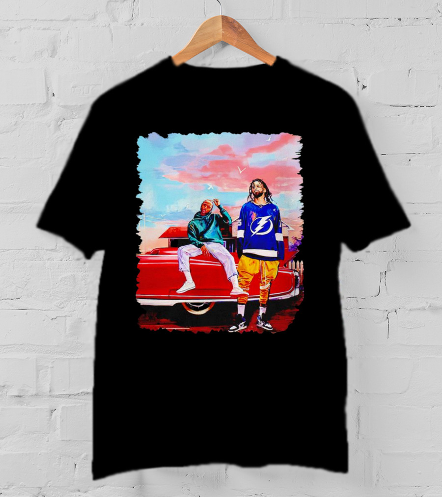 J Cole And Kendrick Lamar Concert With Retro Car And Tampa Bay Lightning Jersey T-Shirt
