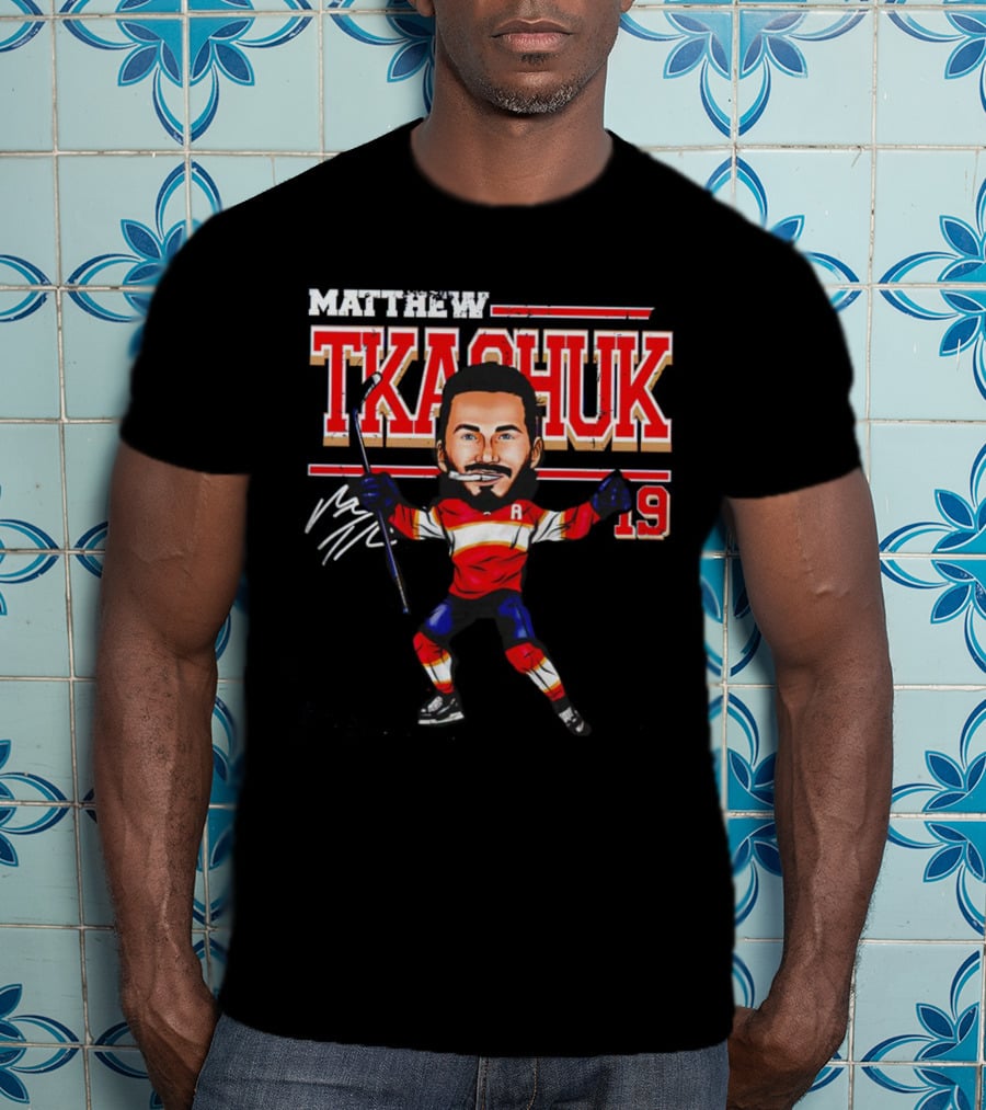Matthew Tkachuk Florida Panthers Number 19 Cartoon Signature T-Shirt