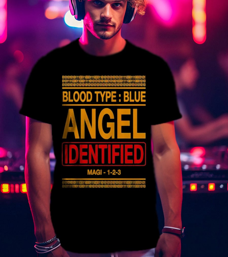 Blood Type Blue Angel Identified Magi 1-2-3 Binary Code T-Shirt