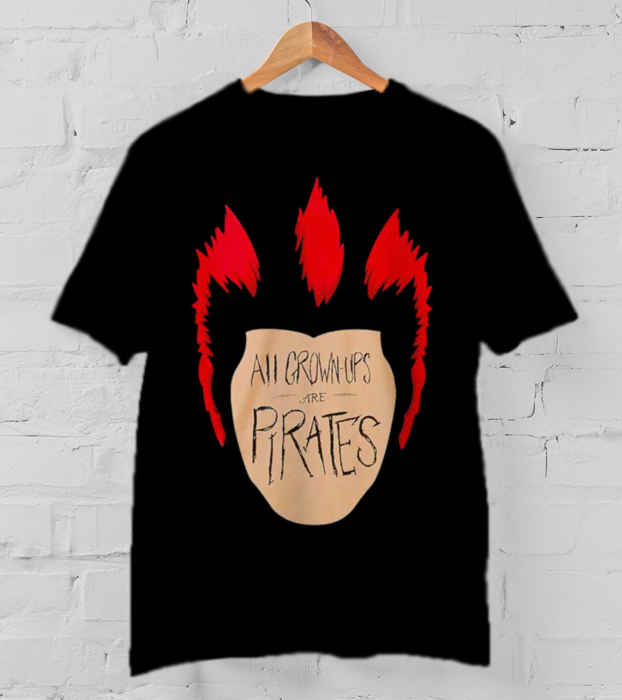 All Grown Ups Are Pirates Red Hair Patch T-Shirt