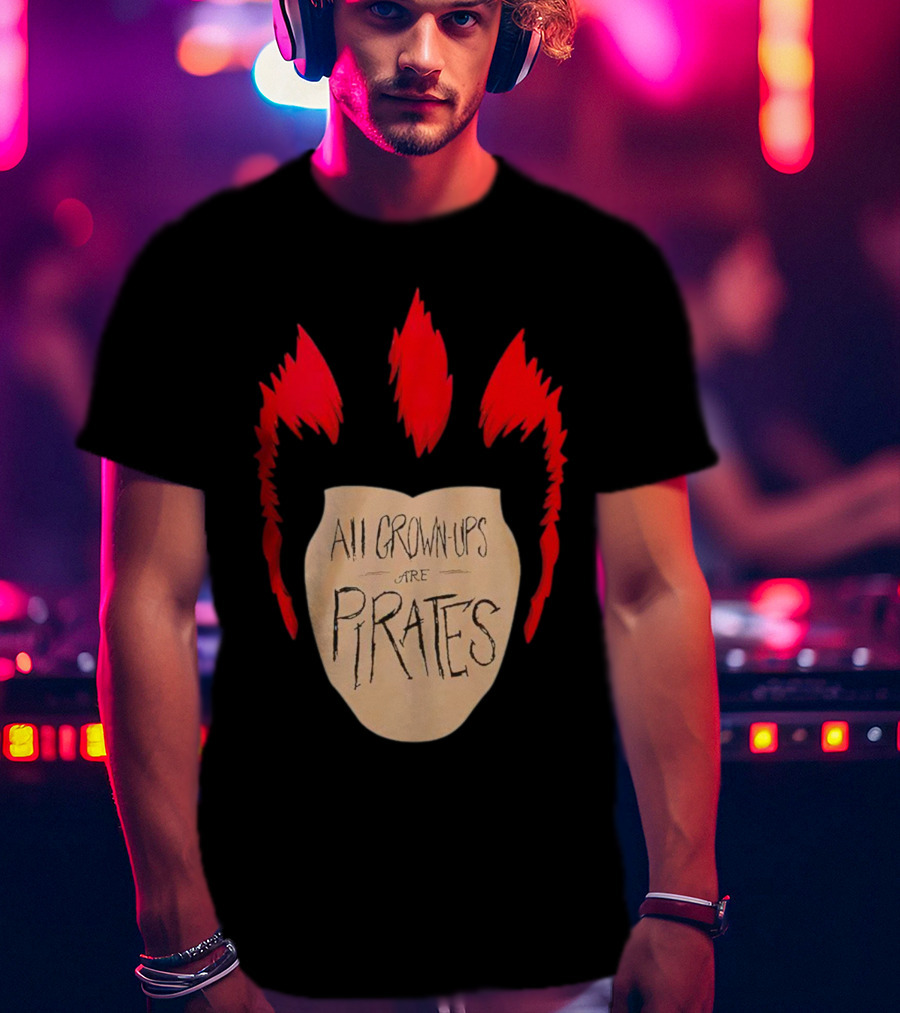 All Grown Ups Are Pirates Red Hair Patch T-Shirt