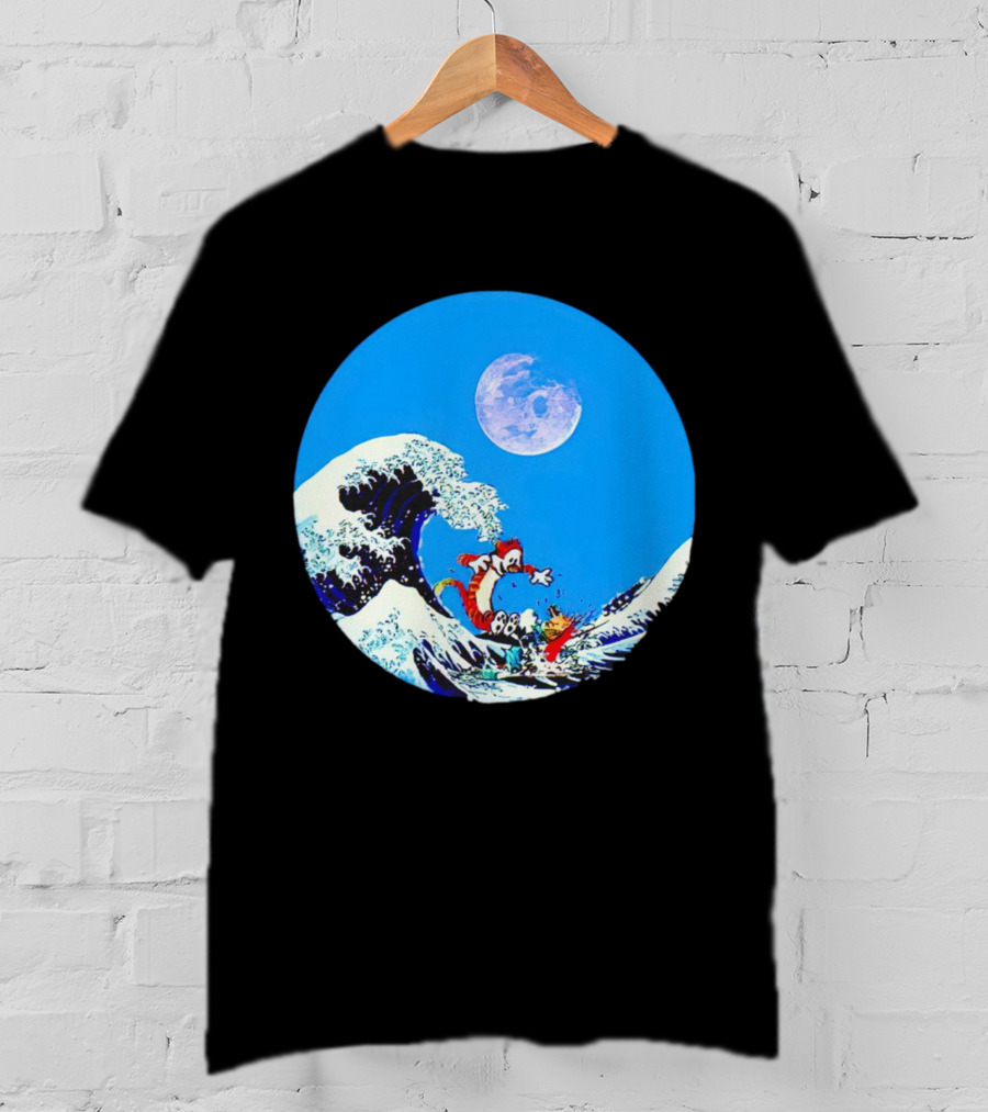 Calvin And Hobbes Lovers Great Wave Moon Adventure T-Shirt