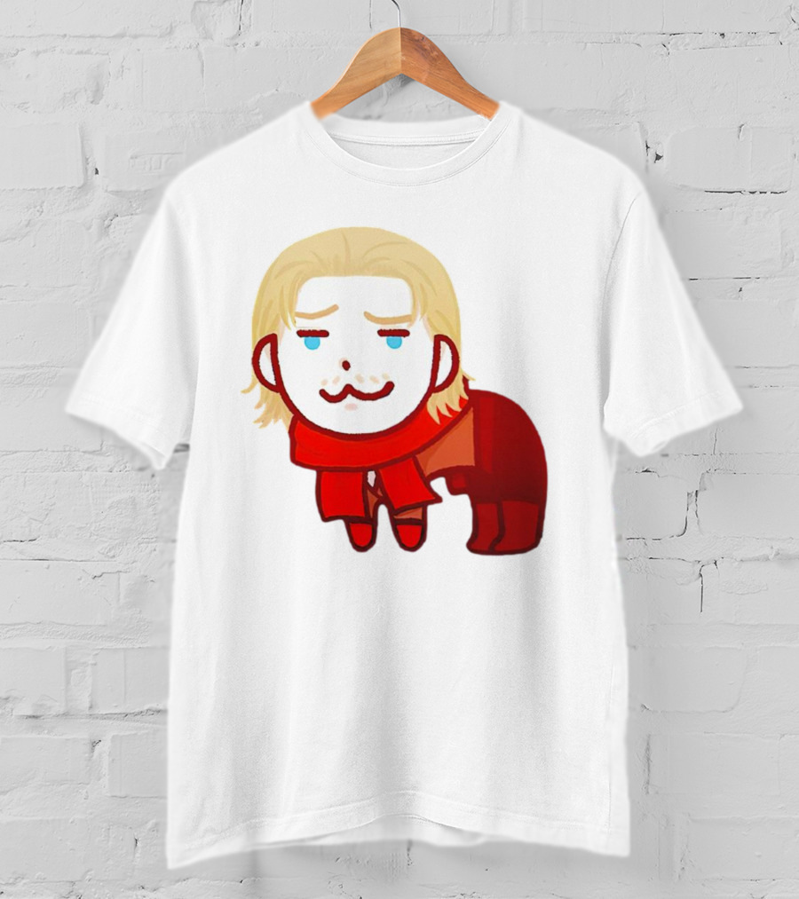 Ocelot Creature Blonde Character In Red Scarf And Outift T-Shirt
