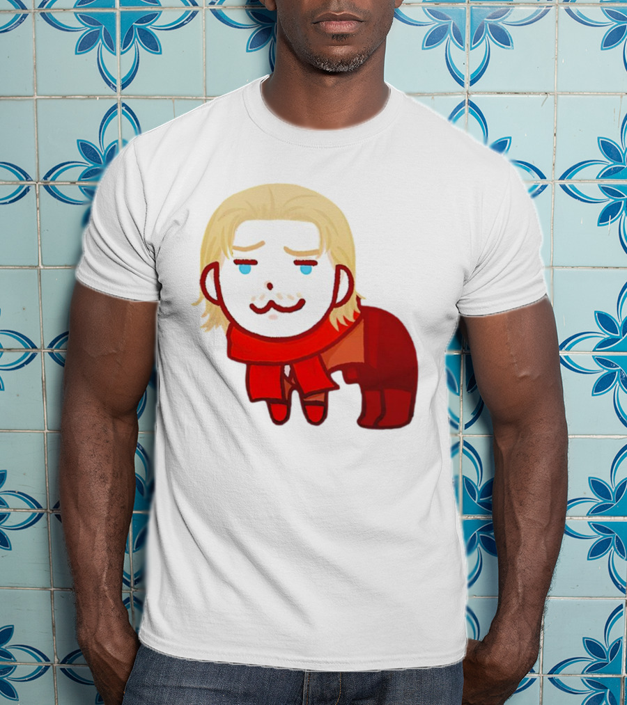 Ocelot Creature Blonde Character In Red Scarf And Outift T-Shirt