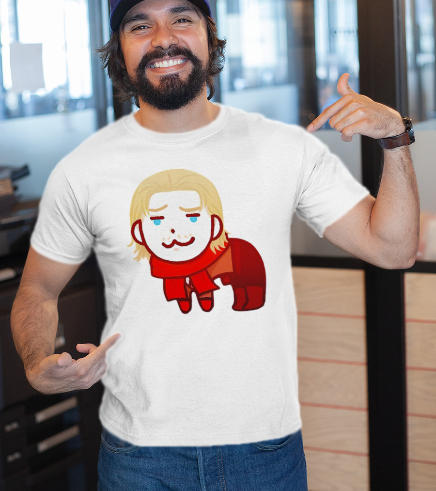 Ocelot Creature Blonde Character In Red Scarf And Outift T-Shirt