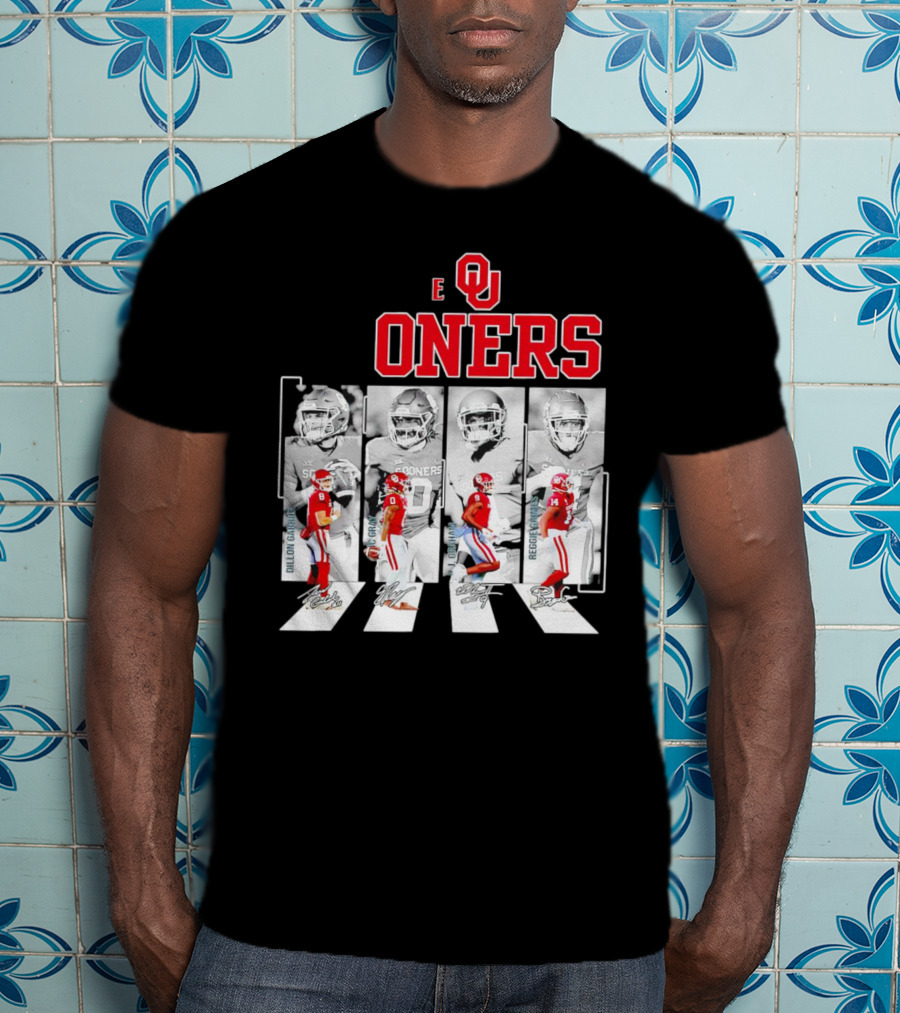Oklahoma Sooners Football Abbey Road Dillon Gabriel Signatures T-Shirt