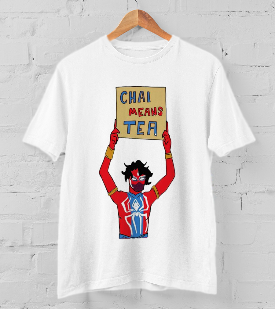 CHAI MEANS TEA Red And Blue Superhero T-Shirt