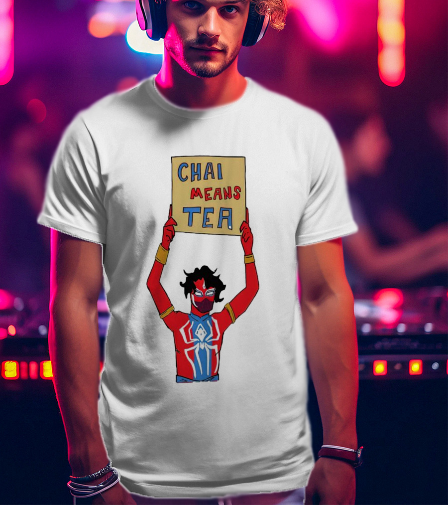 CHAI MEANS TEA Red And Blue Superhero T-Shirt