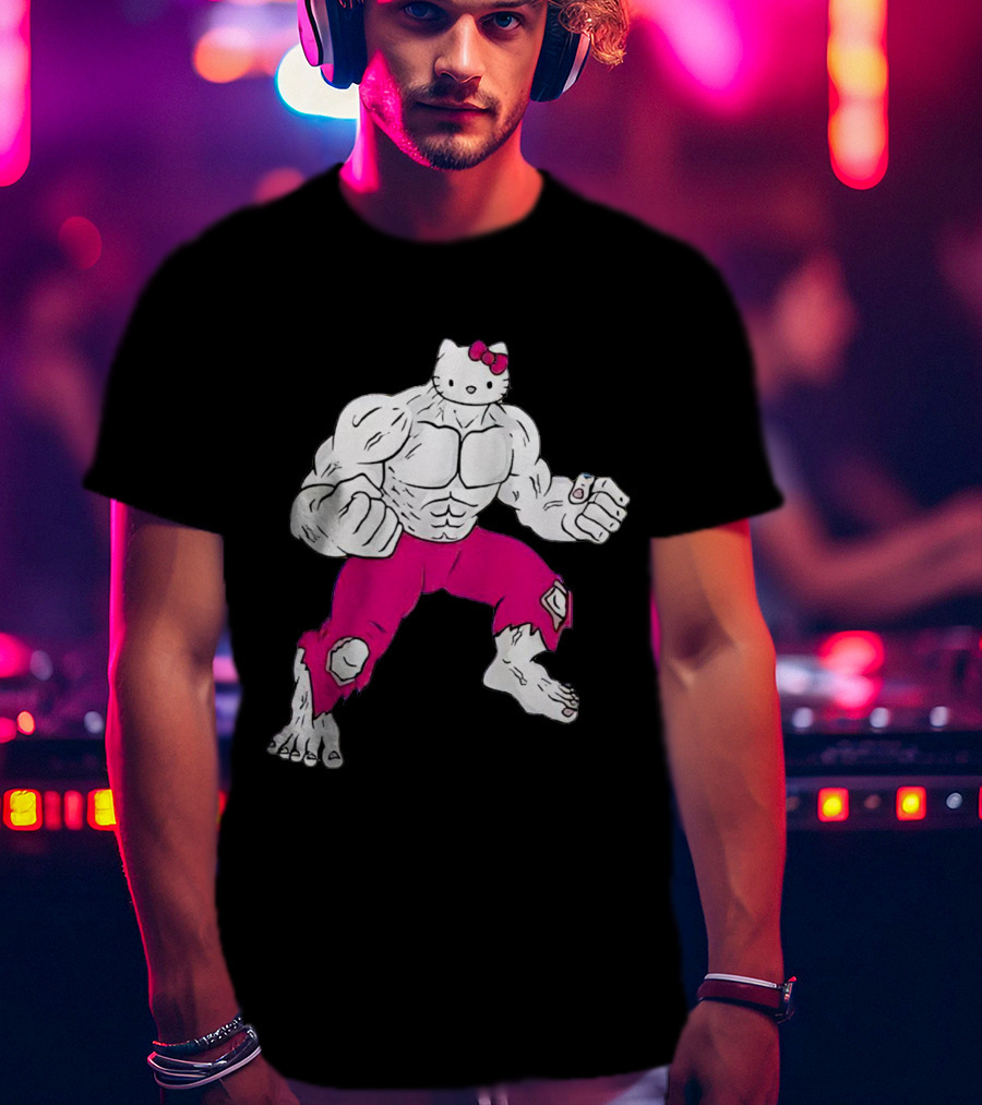 Hello Kitty Meets Hulk Crossover Mashup T-Shirt