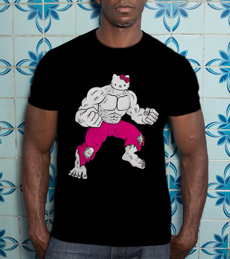 Hello Kitty Meets Hulk Crossover Mashup T-Shirt
