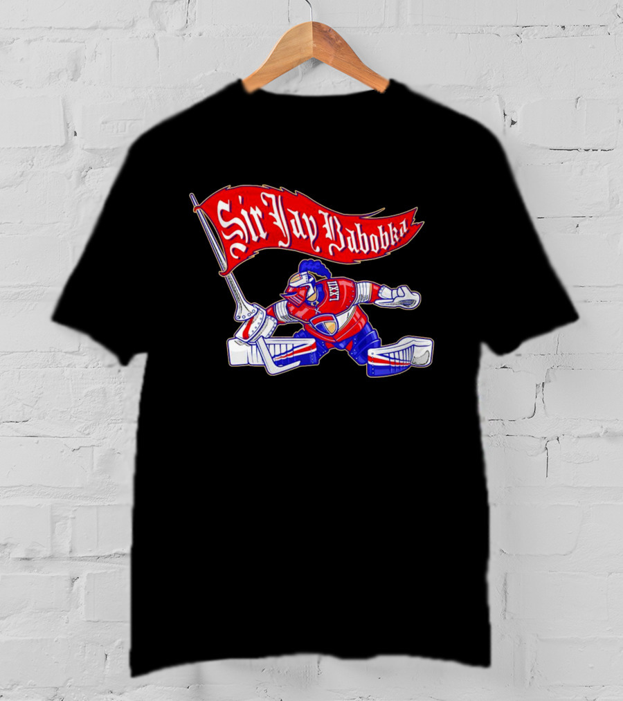 Sir Jay Babobka Hockey Knight With Red Banner T-Shirt