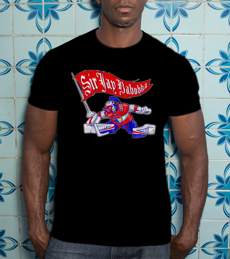 Sir Jay Babobka Hockey Knight With Red Banner T-Shirt
