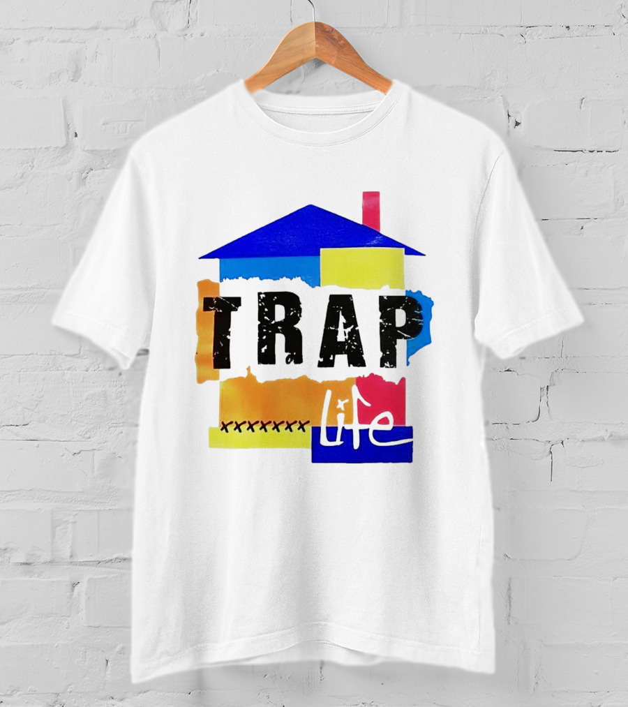 TRAP Life House Design Multicolored Blocks And X Marks T-Shirt