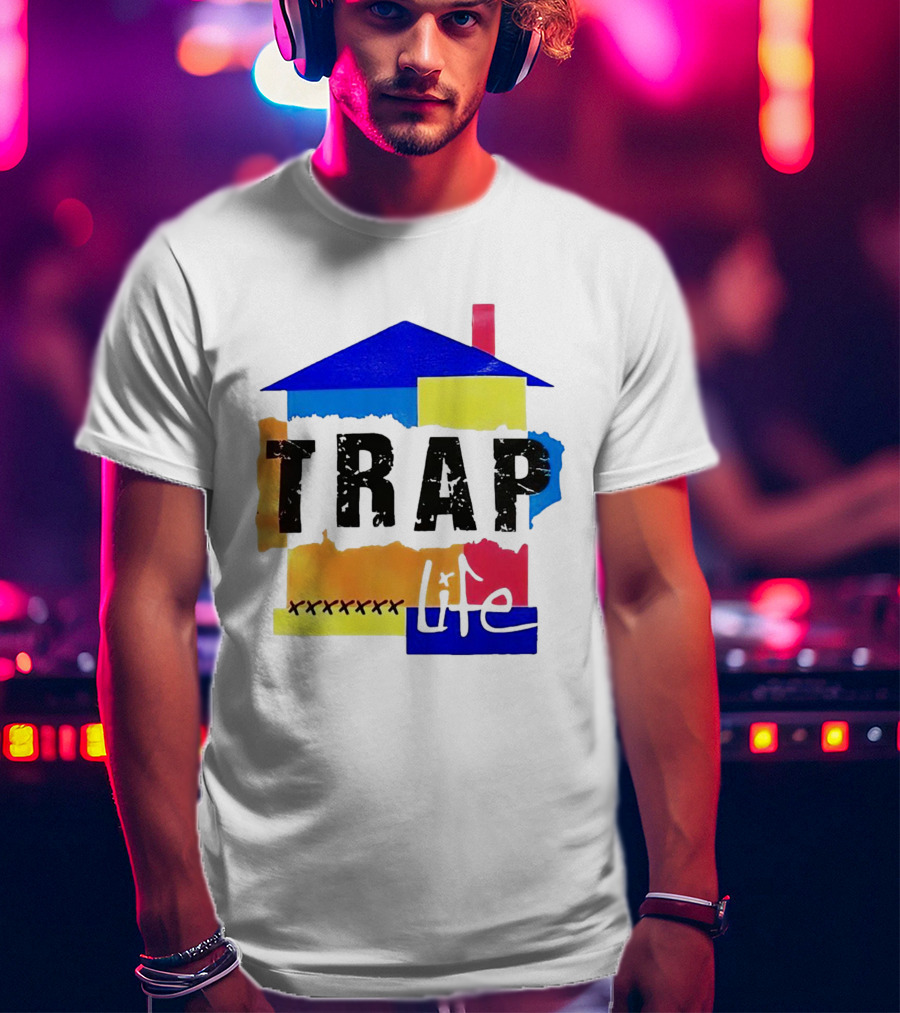 TRAP Life House Design Multicolored Blocks And X Marks T-Shirt