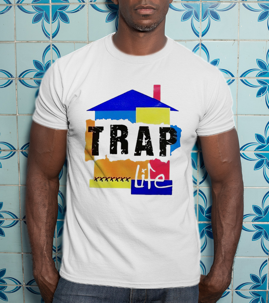 TRAP Life House Design Multicolored Blocks And X Marks T-Shirt