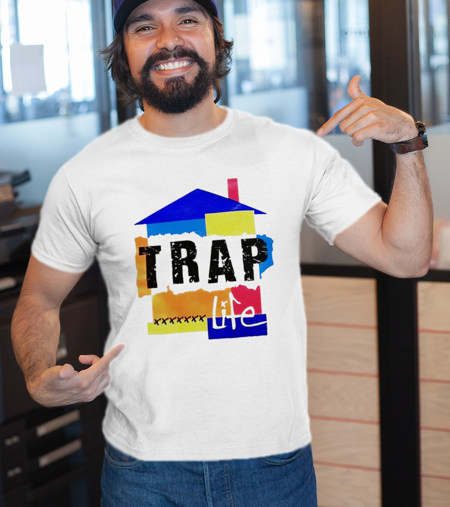TRAP Life House Design Multicolored Blocks And X Marks T-Shirt