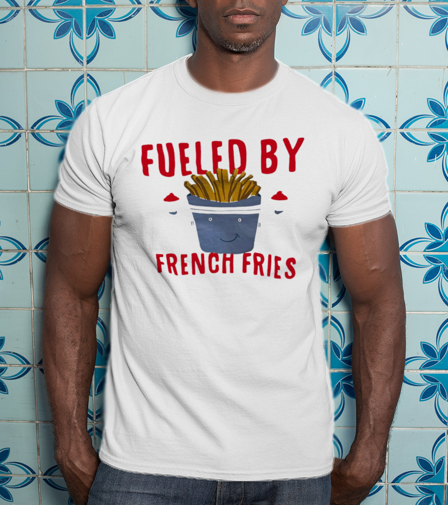 Fueled By French Fries Smiling Cartoon Face With Ketchup Cups T-Shirt
