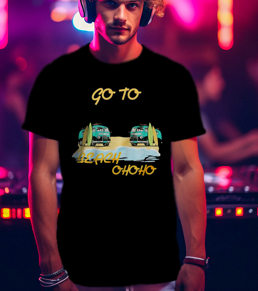 Go To Beach Ohoho Classic Retro Surf Vans And Surfboards T-Shirt
