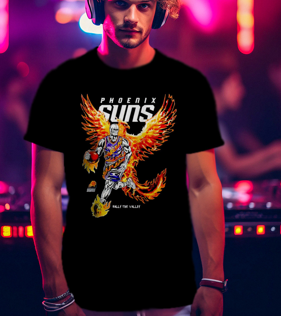 Phoenix Suns Flaming Basketball Phoenix Rally The Valley T-Shirt