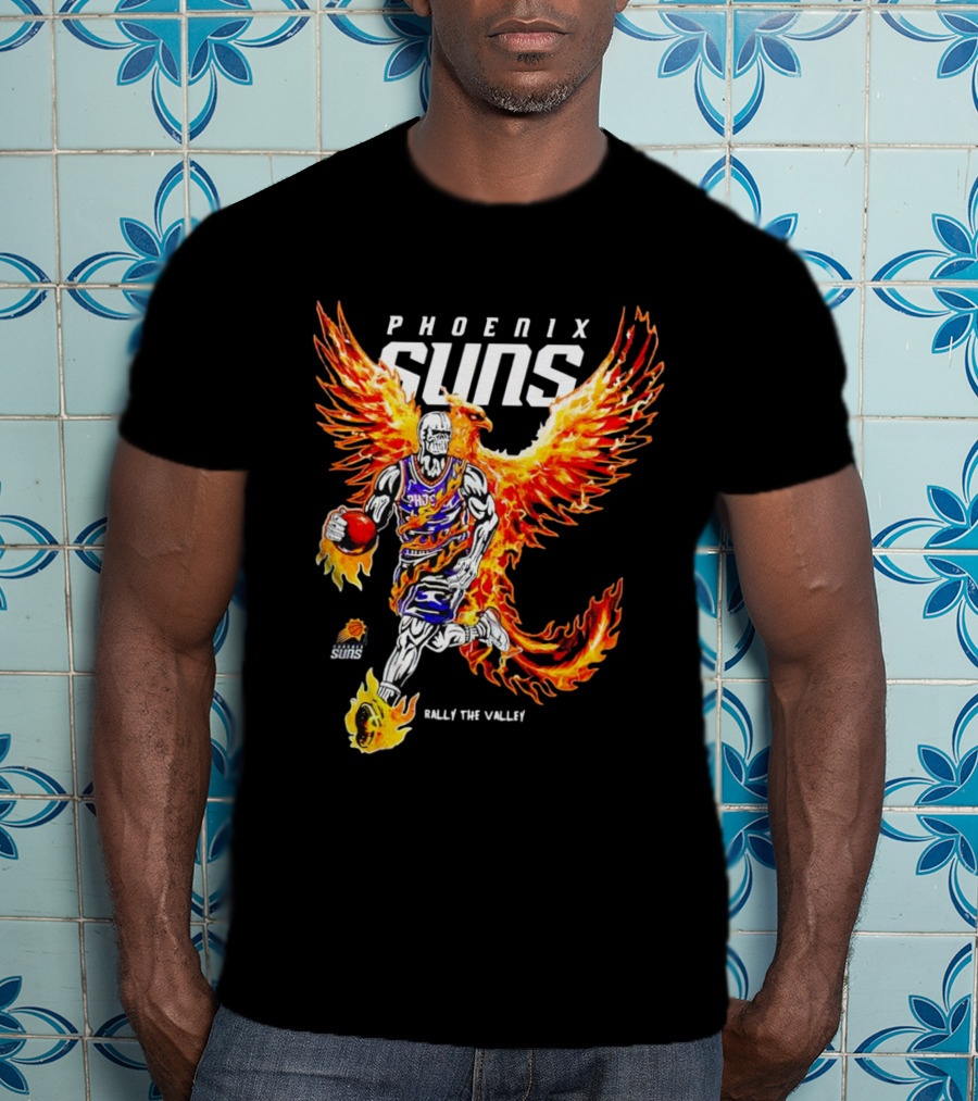 Phoenix Suns Flaming Basketball Phoenix Rally The Valley T-Shirt