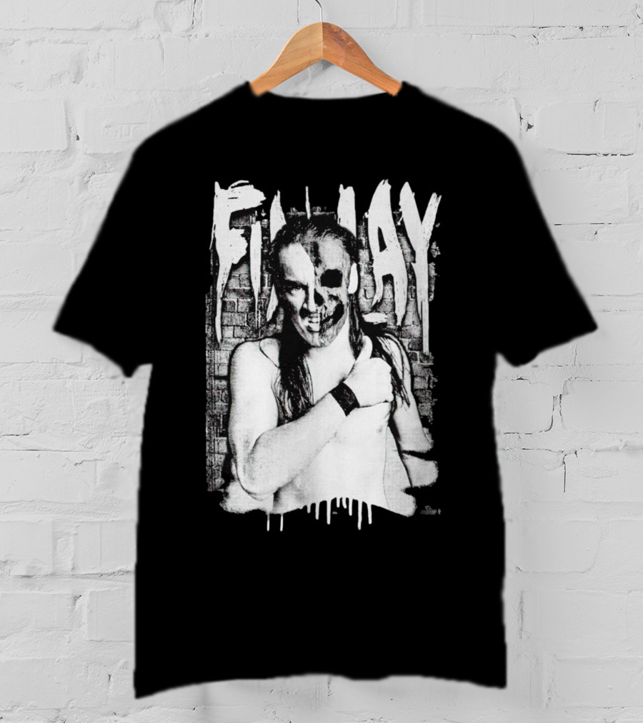 Skull Face Finlay Grunge Style Brick Wall Background T-Shirt
