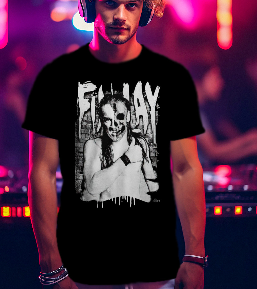 Skull Face Finlay Grunge Style Brick Wall Background T-Shirt