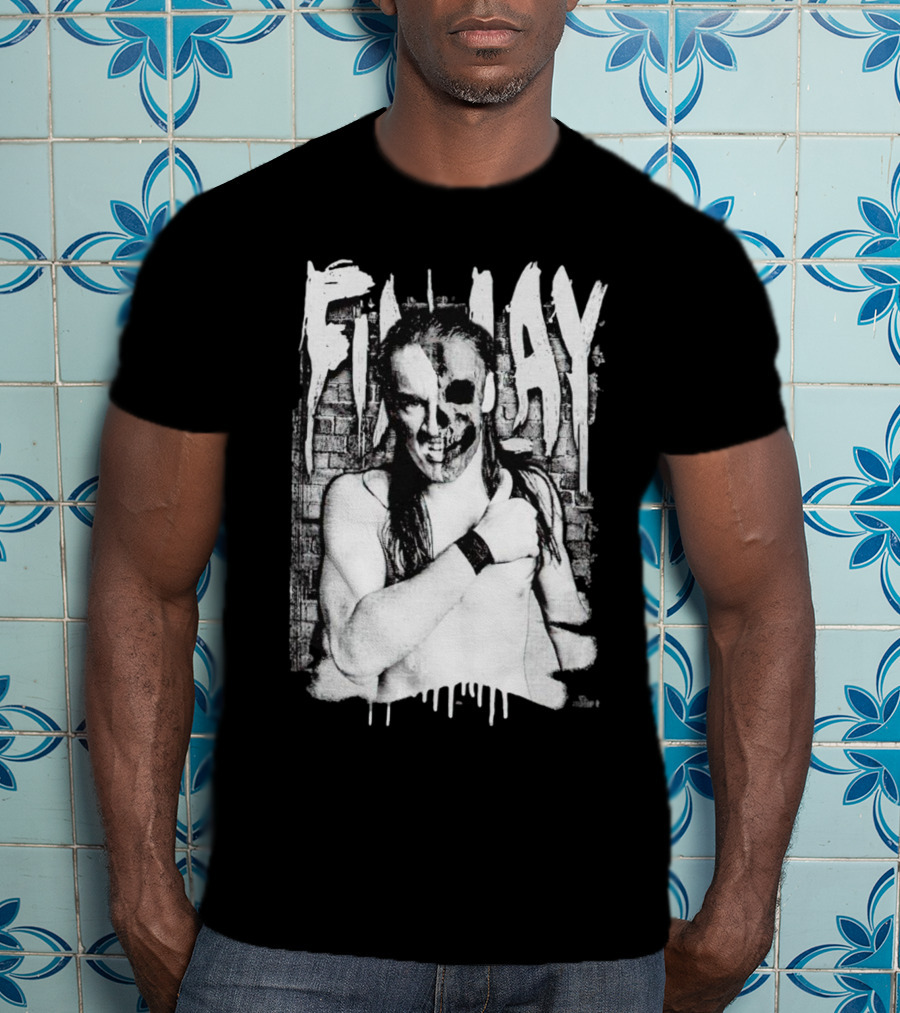 Skull Face Finlay Grunge Style Brick Wall Background T-Shirt