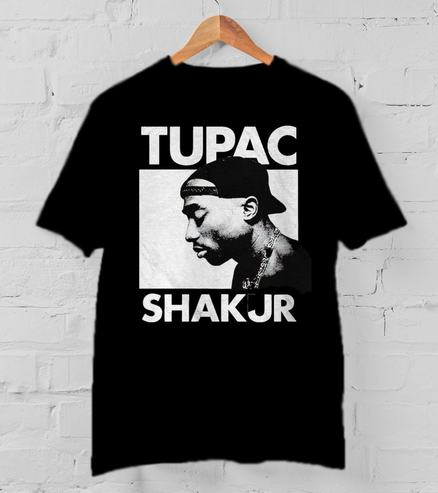 Tupac Shakur Profile Portrait Black T-Shirt