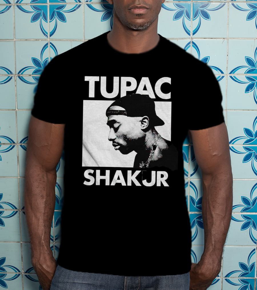 Tupac Shakur Profile Portrait Black T-Shirt