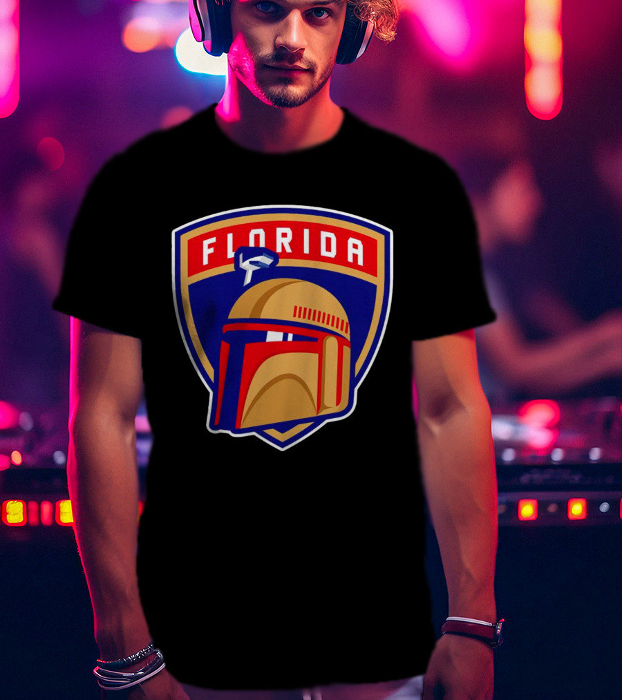 Florida Panthers Boba Fett Helmet Star Wars Collaboration T-Shirt