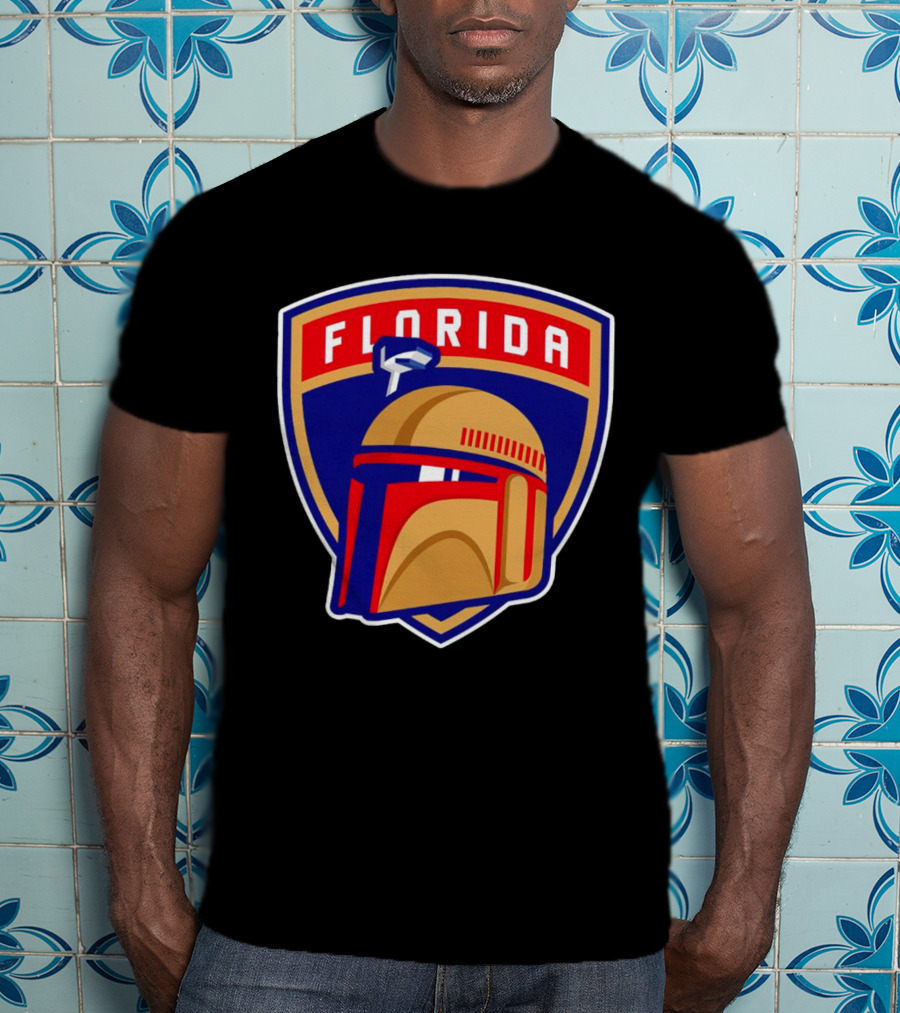 Florida Panthers Boba Fett Helmet Star Wars Collaboration T-Shirt